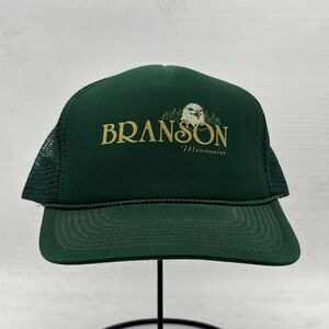 Vintage Green Trucker Hat Tourist Snap Back Mesh Rope Branson Missouri Eagle